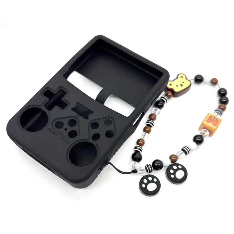 Pink Cute Silicone Protective Case with Lanyard and Button Cover for Handheld Game Console - Adorable Kids Gift