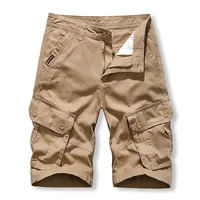 Cargo Shorts 2023 Summer Trend Solid Color Men Slacks Straight Leg All-in Six Point Sports 100% Cotton Zipper Mid Pants Clothing 1