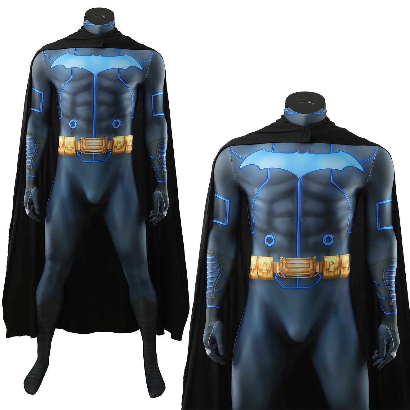 DC-Inspired Batman Spandex Bodysuit Cosplay Costume for Boys