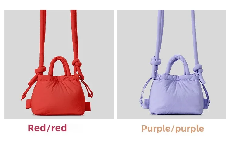 Personalisierte modische Umhängetasche, Nischendesign, neue, mit Baumwolle gefüllte Nylon-Umhängetasche für Damen, weiche und leichte, plissierte Seil-Kleinhandtasche_voghion.com