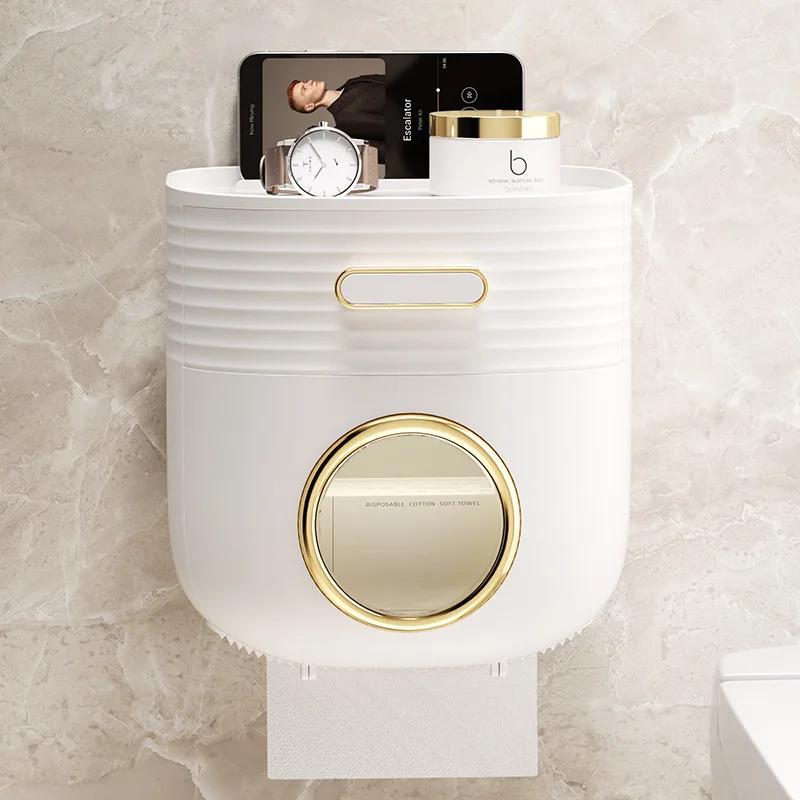 White toilet paper holder bathroom storage rack storage box tissue box non punched waterproof bathroom rack accessories