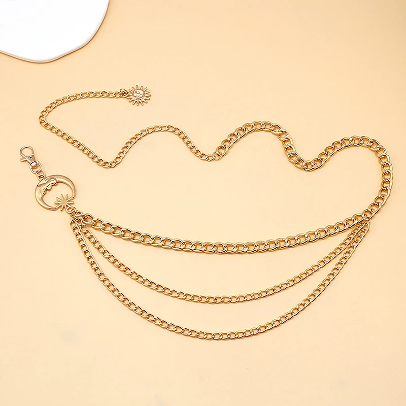1Pc Women Waist Chain Belt for Dress Skirt Belts with Moon Star Waistbands Gold Silver Ladies Clothing Accessories - Image 2