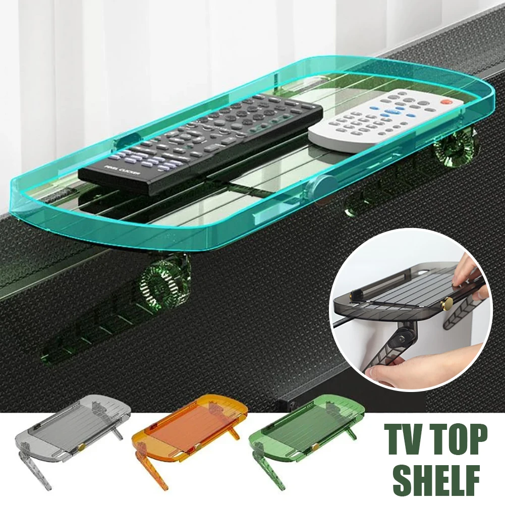 

TV and Monitor Top Shelf Wide Mounting Bracket Adjustable Mount on TV to Hold Cable Boxes Streaming Devices for Home Office