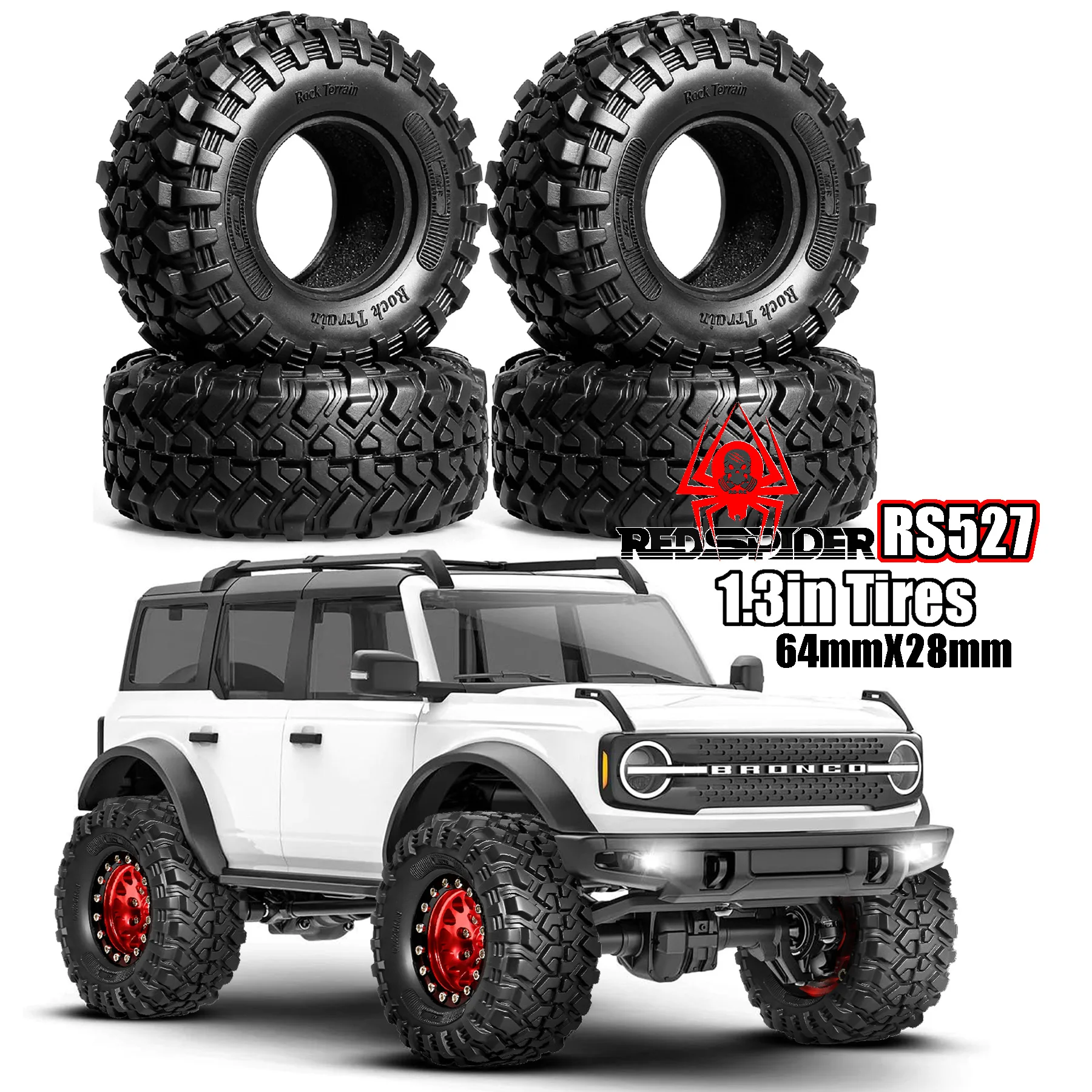 Pneus Crawler 1.3 pour TRX4M SCX24 FCX24 AX24 1/24 1/18 RC