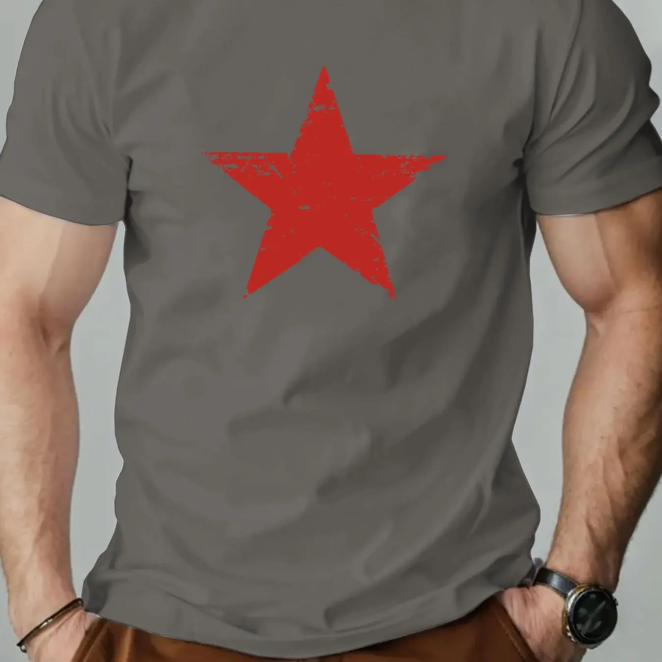 تي شيرت رجالي صيفي 100% من القطن الخالص كاجوال فضف...