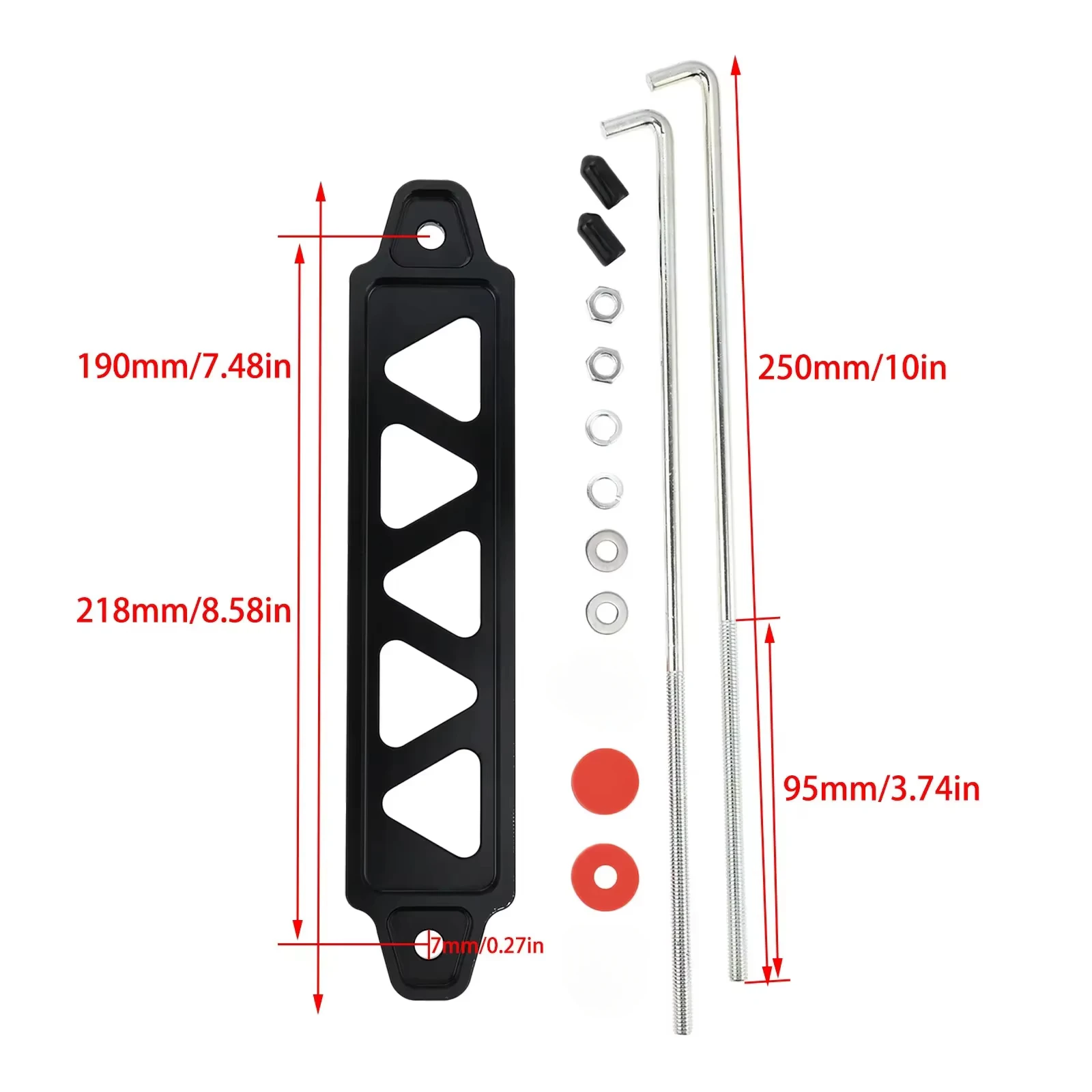 Universal Aluminum Alloy Car 5-Holes Triangle Battery Tray Holder Lock Accessories Tie Down Mount Bracket Kit 10in J Bolts