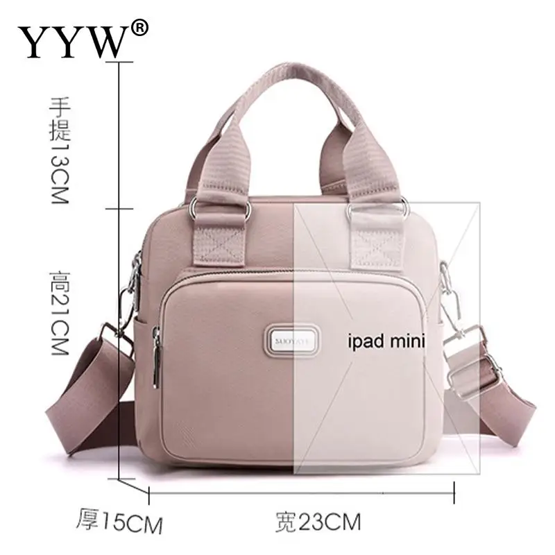 Solid Color Women Nylon Shoulder Bags Shopper Casual Top-handle Ladies High Quality Handbags Travel Pocket Tote Crossbody Bags
