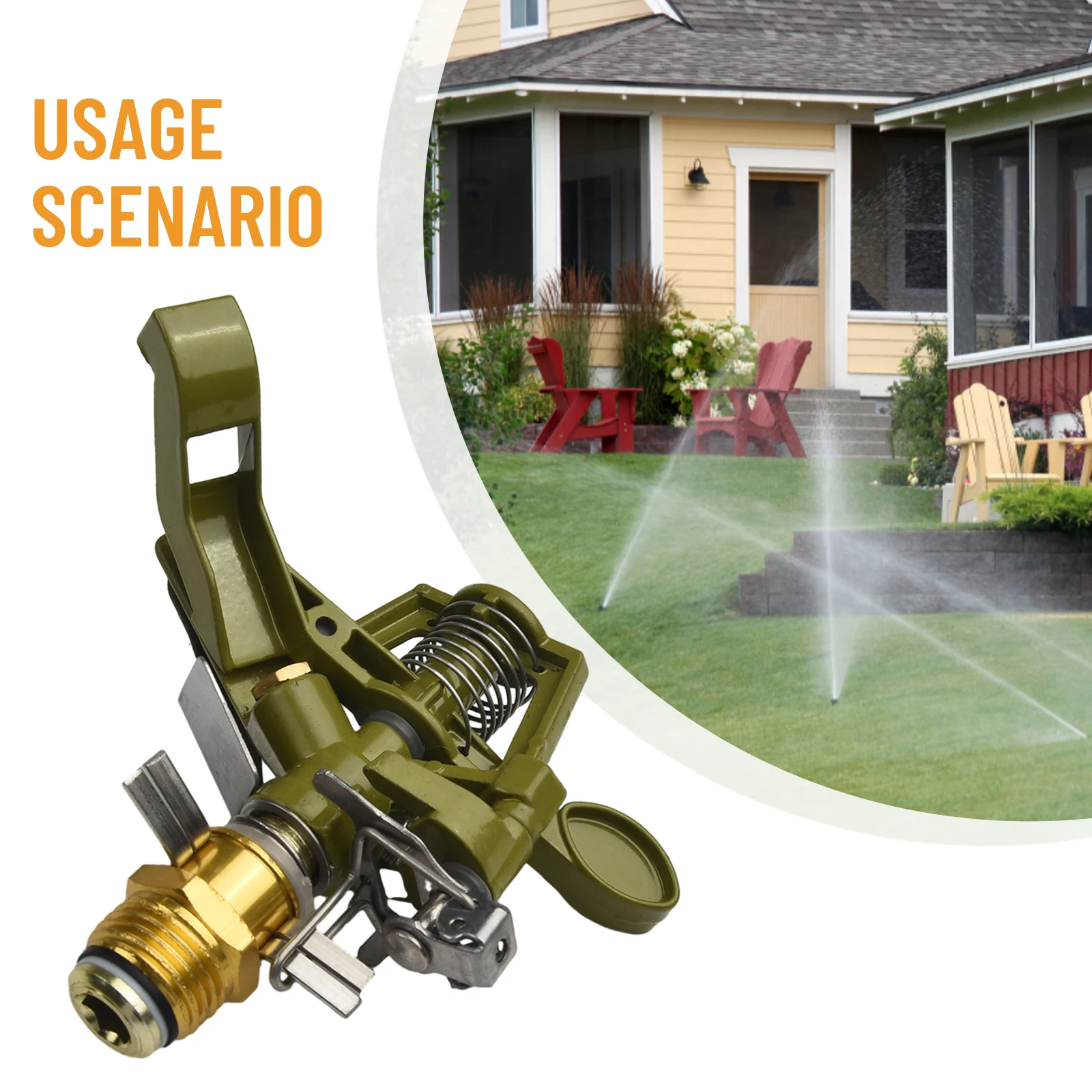 1/2" Brass Rocker Arm Water Sprinkler Nozzle Adjustable Water Sprinkler Lawn Watering Garden Irrigation Spray Nozzle