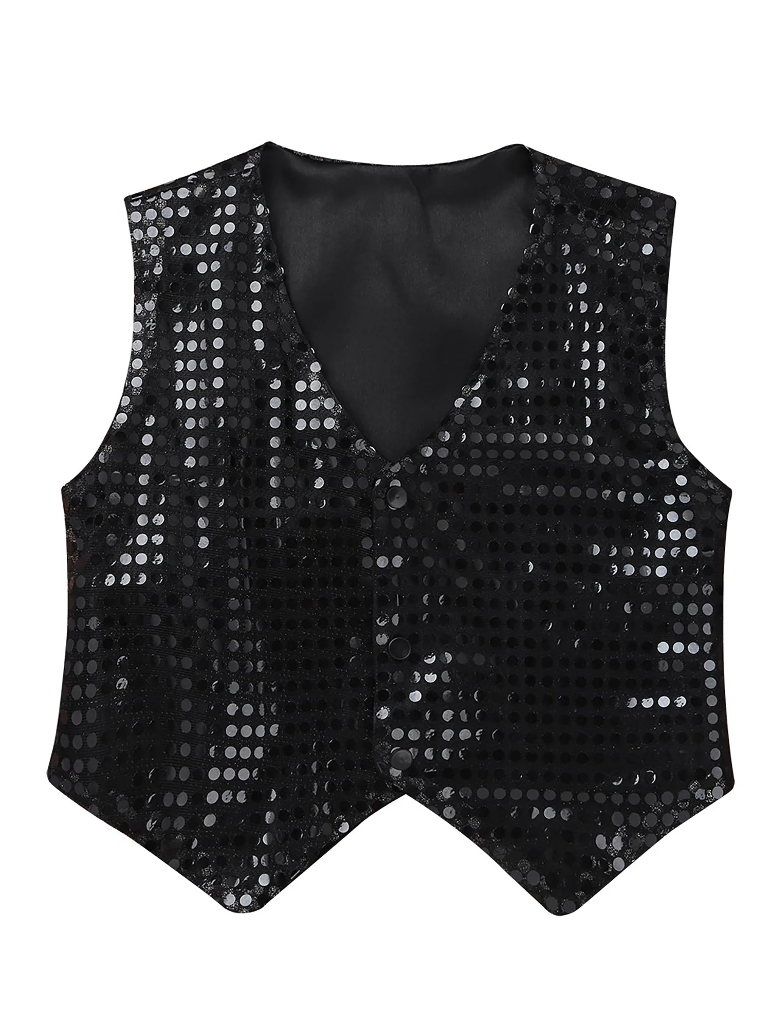 Women Glitter Sequins Waistcoat Sleeveless Vest Button Up Pointed Hem Jacket Costume Choir Jazz Dance Stage Performance Costumes - Image 5