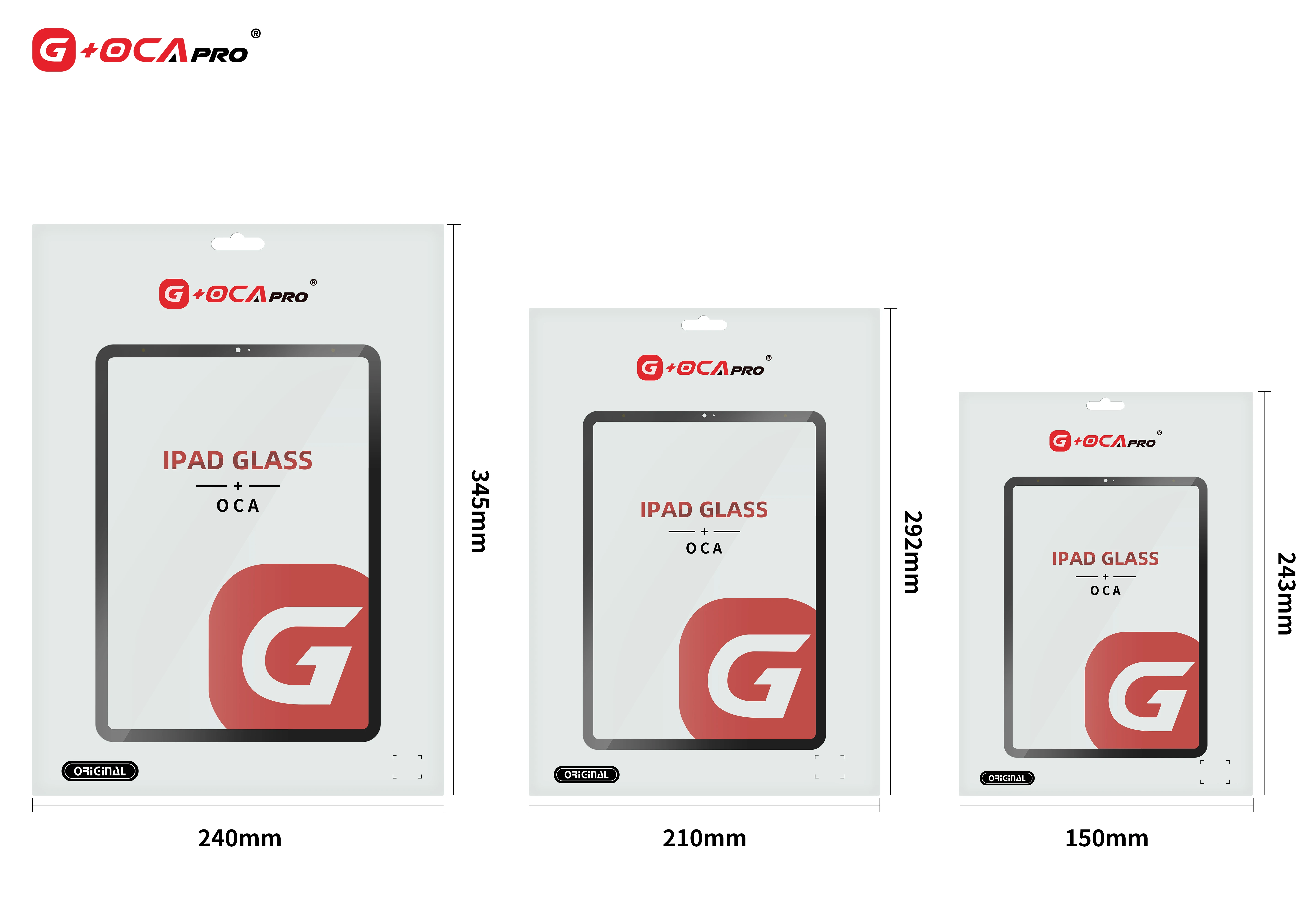 G+OCA 5PCS Touch screen digitizer front outer glass panel for Apple ipad pro 9.7/10.5/11/12.9 inch GLASS+OCA replacement parts