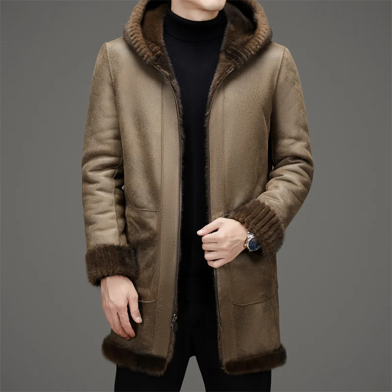 Casual Slim Solid Woolen Coat High Qualit winter jacket men fashion Woolen Coat Men's Casual Wool hooded trench coat Men Jacket - Image 2