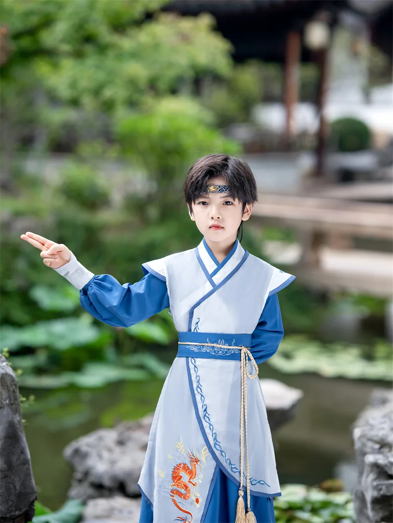 Traditional Ancient Costumes Little Swordsman Boys Hanfu Chinese Kungfu Costumes Young Master\'s Clothes Emprise Children\'s Wear