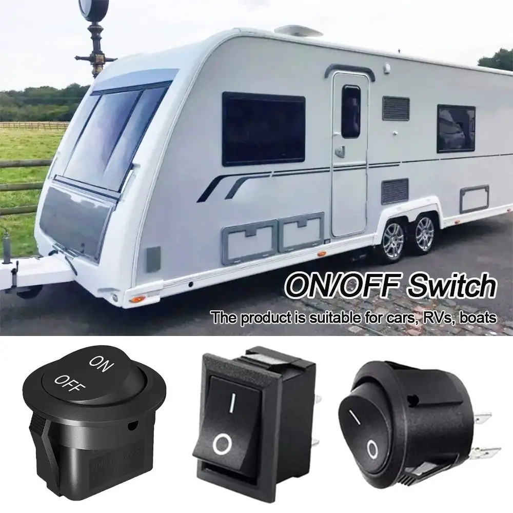 5PCS ON/OFF Round Rocker Switch MINI Toggle Switch 2 Pin SPST Push Button Switch 12V 24V 20MM with Wires for Auto Car Boat RV