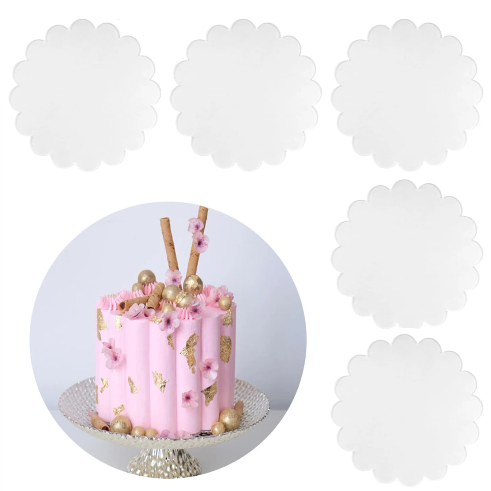 Flower Shape Cake Discs Acrylic 2pcs/set DIY Art Blank Board Cake Tool Buttercream Smoothing Decorating Tool Baking Pan Tra baking supplies cake tools cake decorating kit
