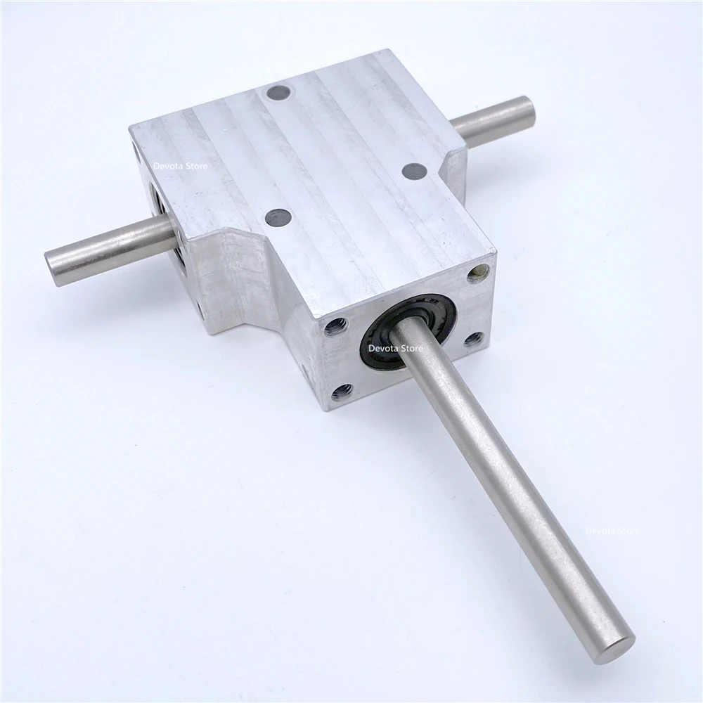 NEW Heavy-Duty Spiral Bevel Gearbox 8MM Double Output Shaft 1:1 90&deg; Angle Device Waterproof Aluminium Case