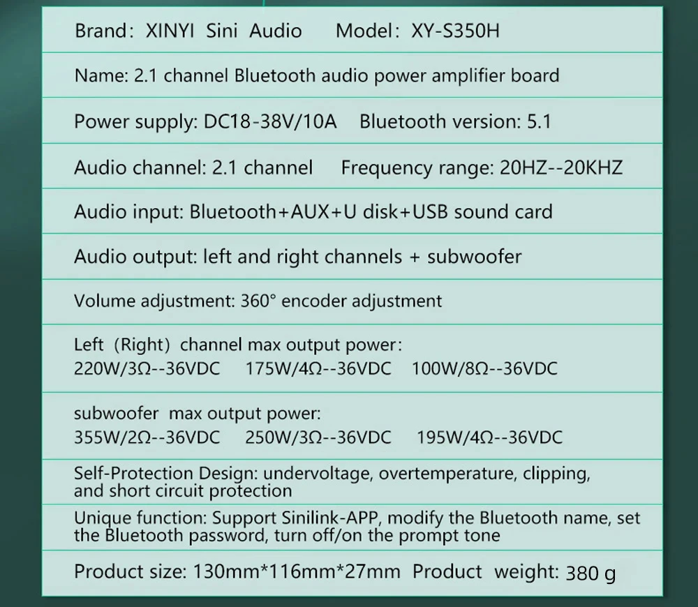 220W*2+350W Sound Amplifier Board XY-S350H TPA3251D2 BT5.1 Channel 2.1 HiFi Ster