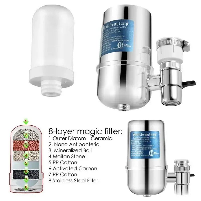 Faucet Water Filter Faucet Mounted Water Filter System Home Kitchen Water Purifier Tap Water Filter to Reduce Chlorine