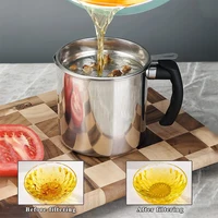 1.4 L Oil Strainer Pot Fine Mesh Fast Filtering With Lid Stainless Steel Frying Bacon Fat Oil Storage Container Kitchen Supplies 2