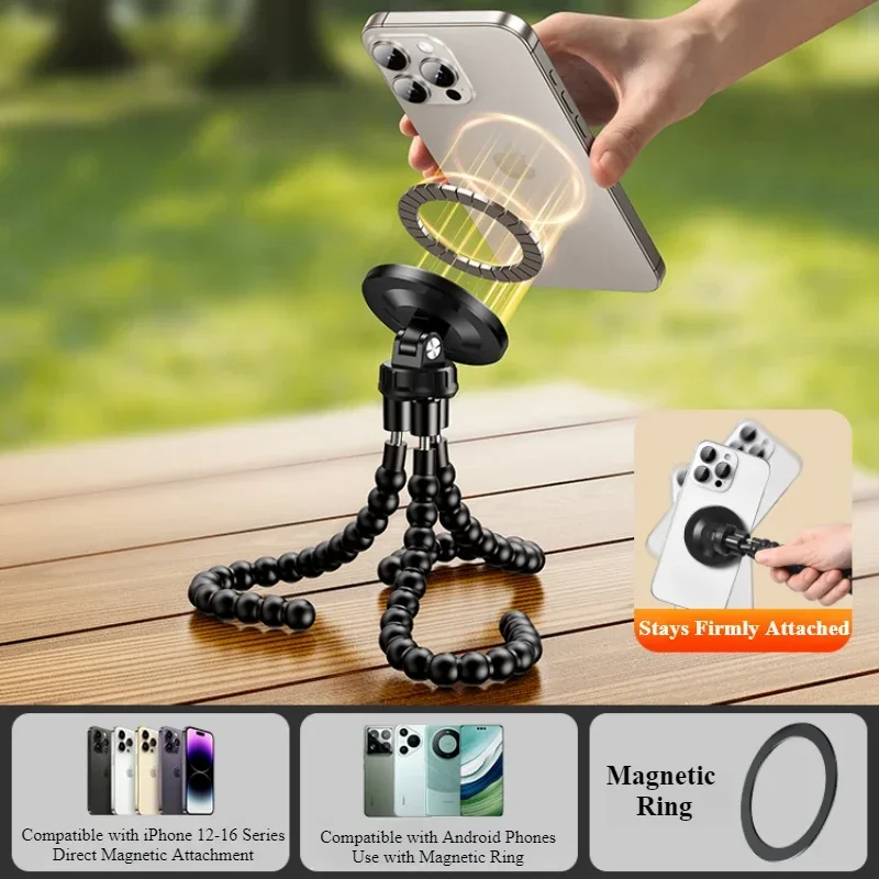 Eary Magnetic Tripod With Remote And Phone Holder Height Adjustable Multi-Angle Shot Selfie Stick Kickstand For Video Recording