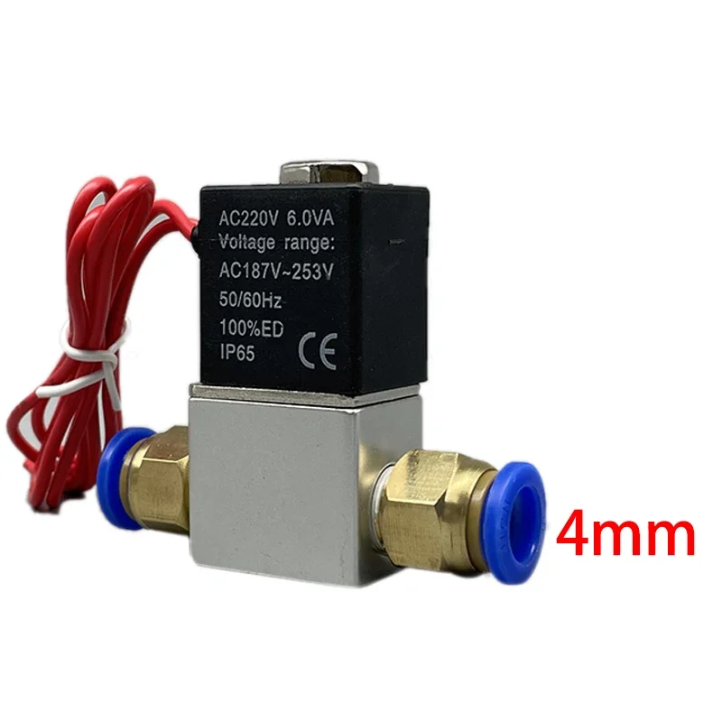 12V 24V 220V 공압 전기 솔레노이드 밸브 2 위치 2 포트 정상 폐쇄 공기 마그네틱 밸브 6mm 8mm 호스 바브 연결