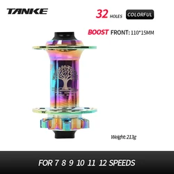 Premium Aluminum Mountain Bike Hub - 32 Holes with 120 Engagement Points and 4-Bearing Design - 6-bolt (32H Colorful Front)