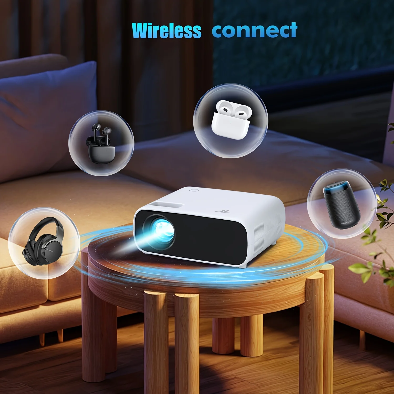 Ultimate Home Theater Projector-Native1080P,5GWIFI wireless connection,Compatible with HDTV, AV,Smartphones/Tablets/Laptops