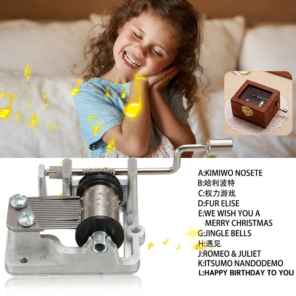 Mini Hand Cranking Music Movement Five Songs Choice DIY Music Box Home Decorative Collectibles Mechanical Hand Crank Music Box 5