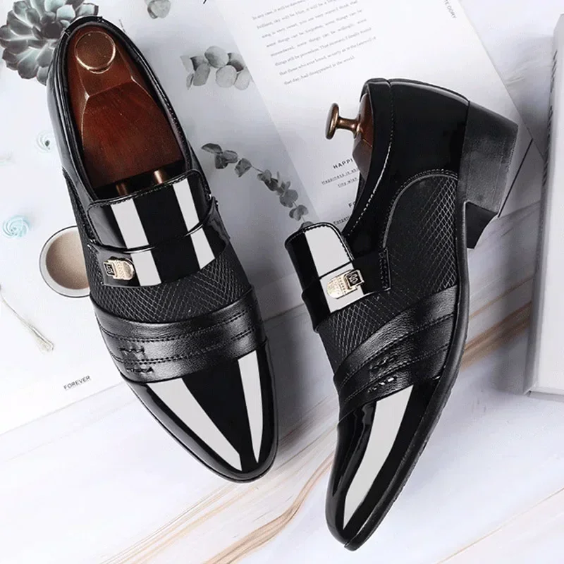 Men's Slip on Dress Shoes for Men Oxfords Fashion Business Dress male Shoes Classic Leather Men's Suits Man
