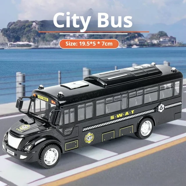 1：30 Inertia Sliding Campus Bus Car Model Simulation Sound and Light Music Educational Toy Bus Car Toy Children's Birthday Gift 2