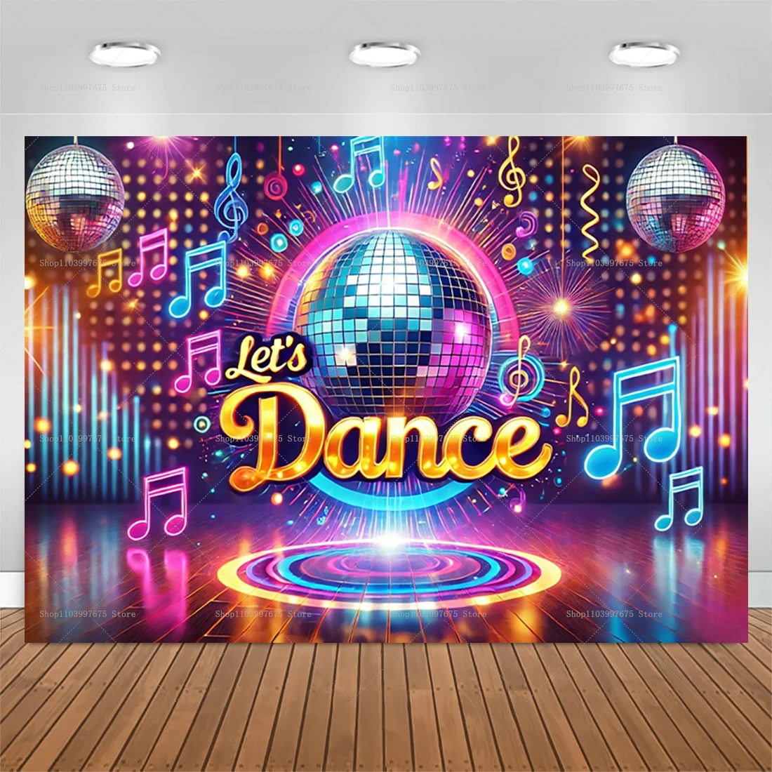70er 80er 90er Disco Dance Party Hintergrund Retro Club Neon Ball Bühnenbanner Geburtstag Foto Hintergrund Requisiten Party Dekor Zubehör – Detail 2