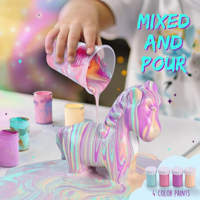 DIY 드로잉 유니콘 유체 아크릴 페인트 낙서 모델 크리 에이 티브 낙서 그림 흰색 배아 모델 어린이 퍼즐 장난감