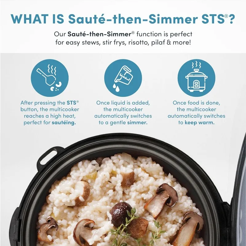 Cool-touch glass lid, food steamer, slow cooker, multi-cooker with 11 preset functions, steam tray, measuring tool, rice spatula 4