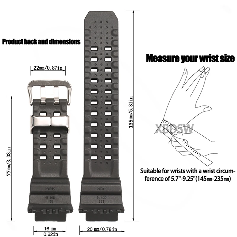 Wrist G Shock Rangeman Dimensions Replacement Resin Band For Casio