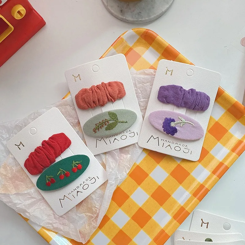 Kawaii ovale Stickerei Haarnadeln Mädchen Kinder Haars pangen Stifte Haars pangen Zubehör Haars pange Haars pangen Kopfschmuck Kopf bedeckung Ornamente – Detail 6