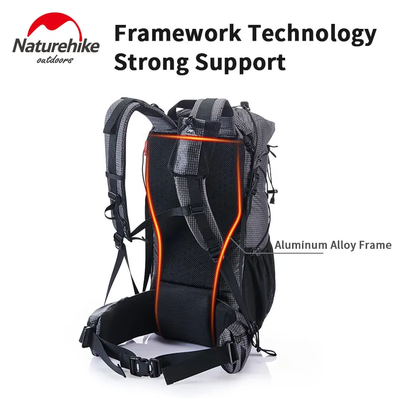 Jianyana Zaino Da Trekking 50L Impermeabile – Leggero (0,75 Kg), Con Copertura Antipioggia, Schienale Traspirante, Per Escursionismo, Campeggio E Viaggi