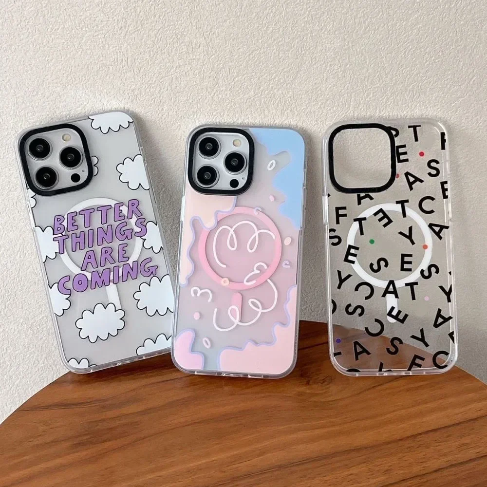 Transparent Border Better Things Are Coming Pattern iPhone 13 14 15 Pro Max Protective Case with MagSafe