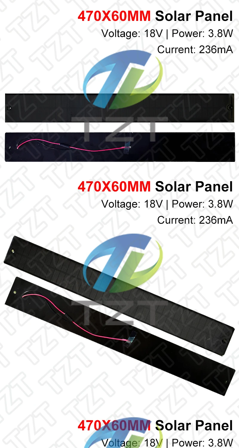 TZT 1/3PCS 18V 3,8 W 236mA Mini Solar Panel 470X60MM Solarzelle DIY für Licht Handy Spielzeug Ladegeräte Tragbare Hohe Qualität – Detail 7