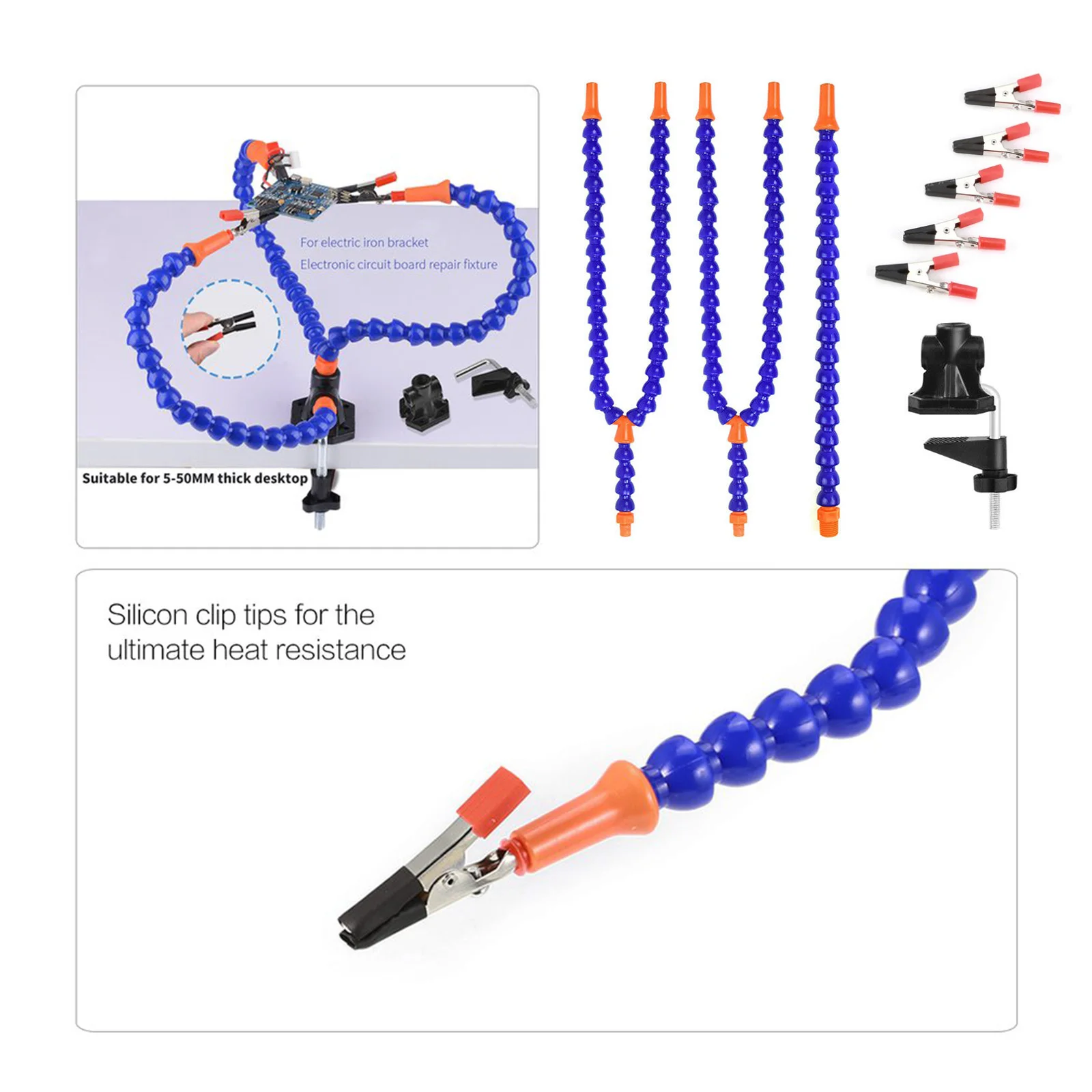 Table Clamp Soldering Station With 5 Flexible Arms Soldering Iron Holder PCB Welding Repair Tools Vise Hand Welding Station electronics soldering kit