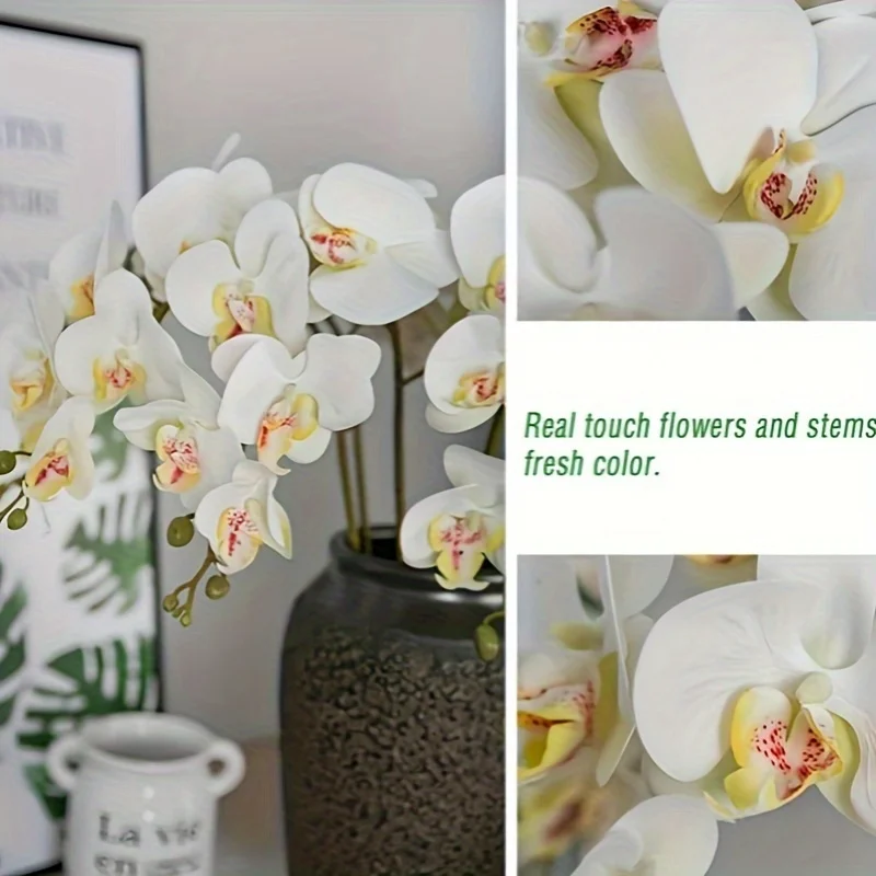 2Pcs 9-Head Flowers 38inch Artificial Butterfly Orchid Bouquet Artificial Flowers for Wedding Decoration Home Garden Room Decor