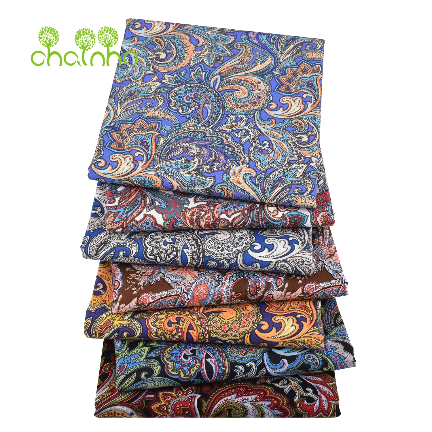 Chainho,Printed Plain Weave Poplin Cotton Fabric,DIY Quilting Sewing Material,Patchwork Cloth,Floral Series,2 Sizes,15PC230