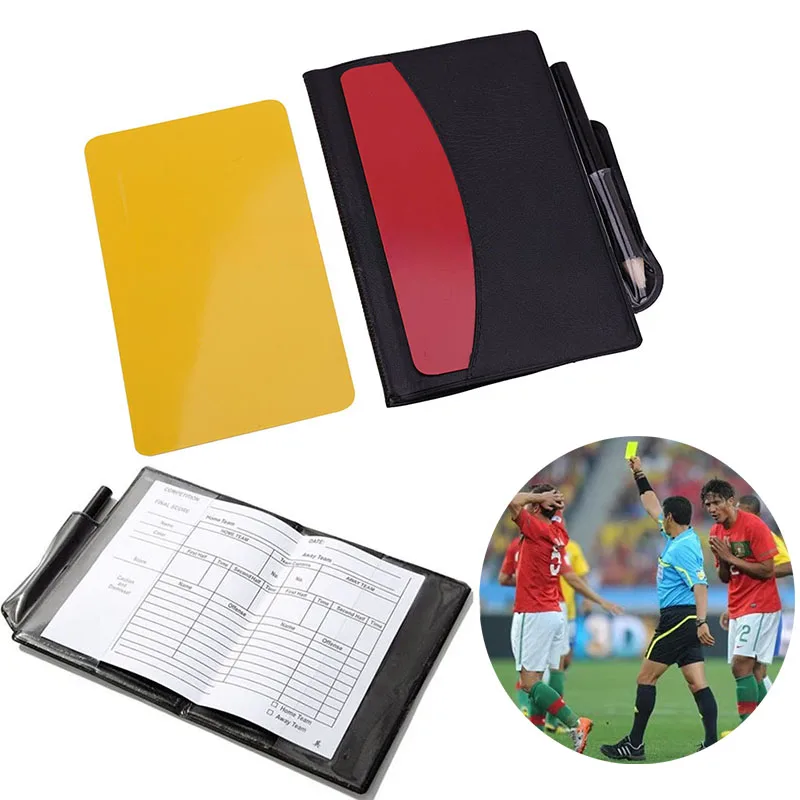 

Football Soccer Referee Card Set Football Red and Yellow Card Referee Supplies Wallet Notebook Professional Game Referee Tools
