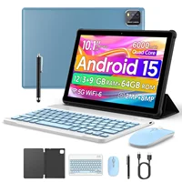 BAKEN 10-inch tablet with SIM card slot, Android 15, Wi-Fi, GPS, Bluetooth, 64GB storage, dual speakers, USB-C port