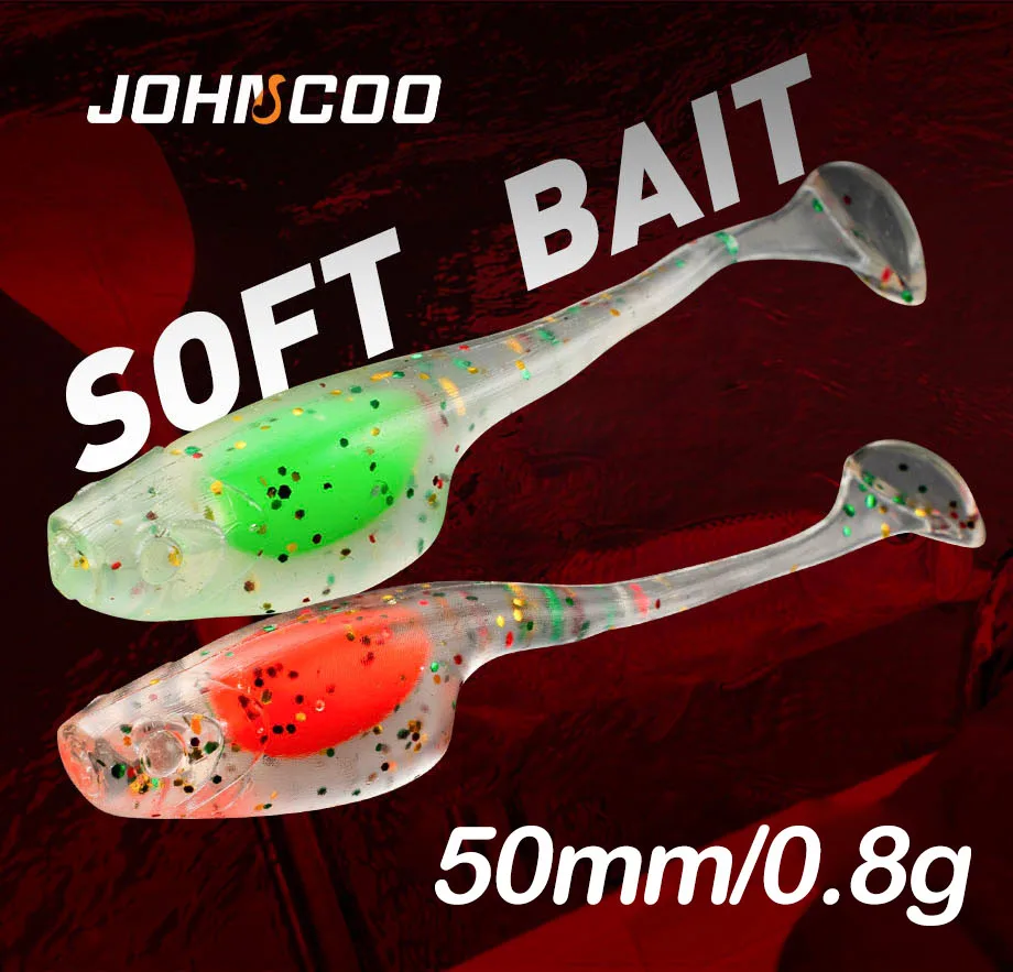 25 teile/los Paddle T-Tail Shad Ajing Angeln Locken 5 cm 0,8g Rockfish Gummi Weicher Köder Künstliche köder Bass – Detail 1