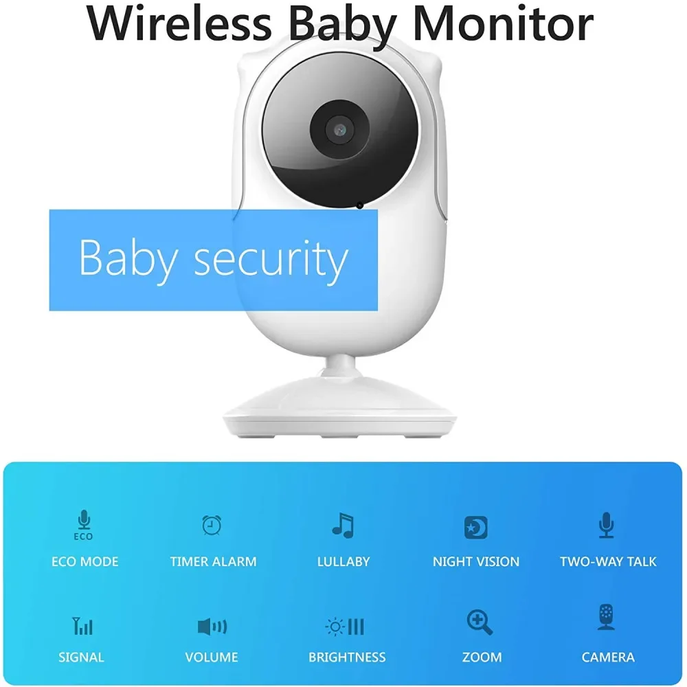 Babystar 고해상도 비디오 베이비 모니터, 보모 보안 카메라, 야간 투시경, 온도 모니터링 베이비 폰, 2.4 인치