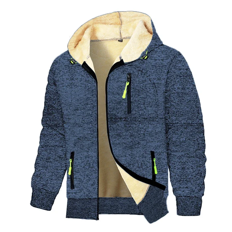 Animal Game Casual Hooded Jackets for Men Heavyweight Fleece Sweatshirts Thick Sherpa Lined Zipper Coats Thick Workout Hoodies
