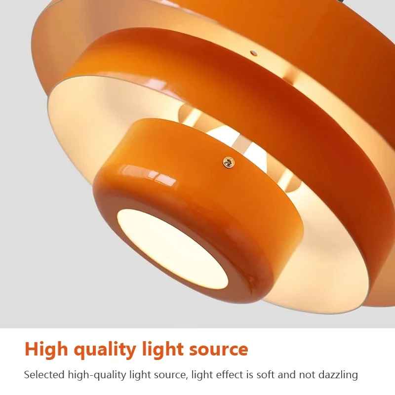 Nordic LED Pendant Light Macaron Carbon Steel Aluminum White Dark Green Orange Illuminations For Restaurant Living Rooms Fixture 6