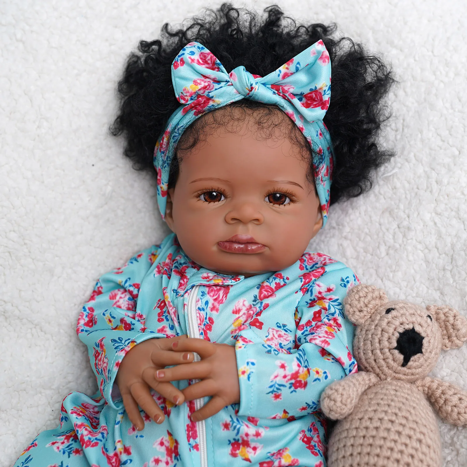 

ADFO 17'' Inch Reborn Dolls Lanny 43 cm Reborn Baby Toy toddler Black Skin Finished Baby Realistic Newborn Dolls For Gift