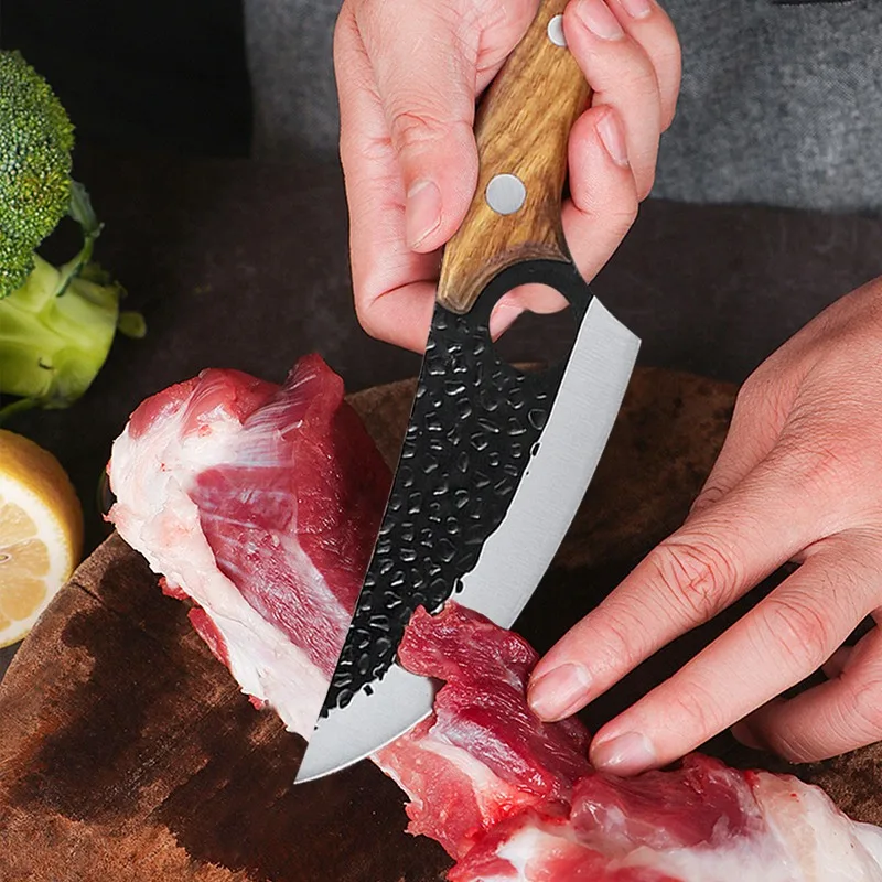 Meat Cleaver Fishing Knife Handmade Forged Viking Chef Knife Stainless Steel Kitchen Butcher Boning 5.5"