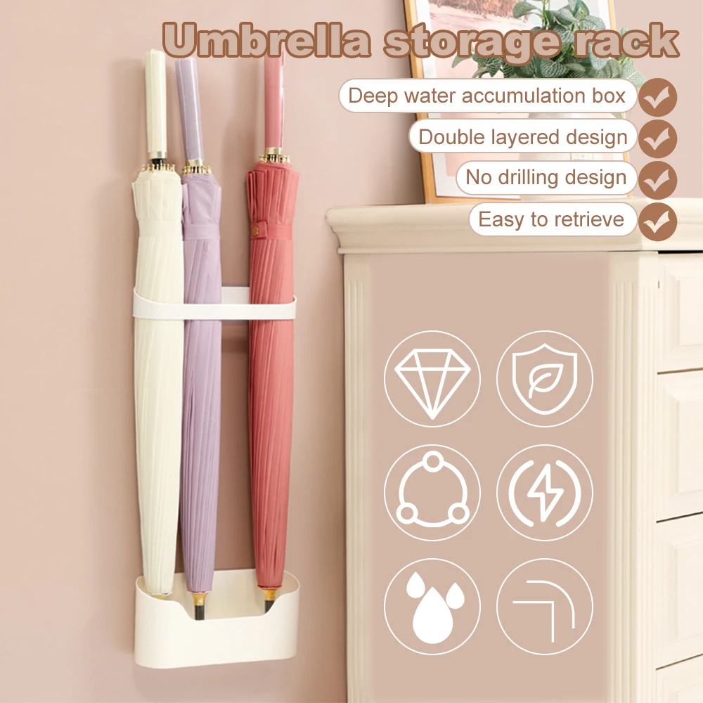 Umbrella Holder Wall Hanging Umbrella Holder Adjustable Entryway Simple for Long and Short Removable Organizer Shelf