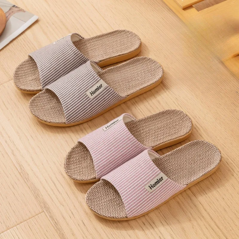 Soft Slippers,Summer Slippers,Men Shoes Linen Slippers Men's Indoor Home Silent Home Use Four Seasons Cotton Linen Slippers Ladies New Summer